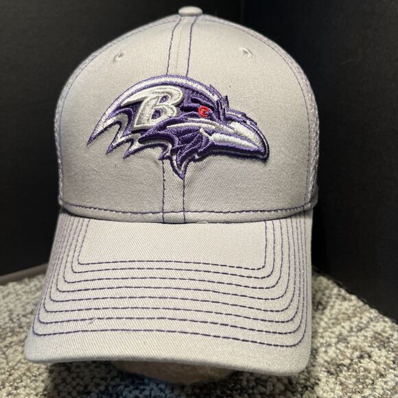 NEW NWOT Baltimore Ravens New Era Gray Purple Trim Hat NFL Fitted M/L Mesh Back - Picture 1 of 11